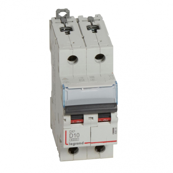 WYŁĄCZNIK NADPRĄDOWY D 10A 2 POLOWY CHARAKTERYSTYKA D SERII DX3 S 302 - 408029 - LEGRAND