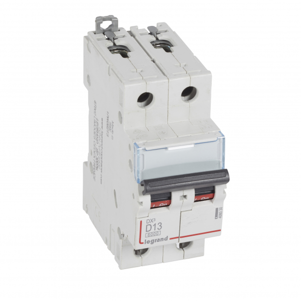 WYŁĄCZNIK NADPRĄDOWY D 13A 2 POLOWY CHARAKTERYSTYKA D SERII DX3 S 302 - 408030 - LEGRAND