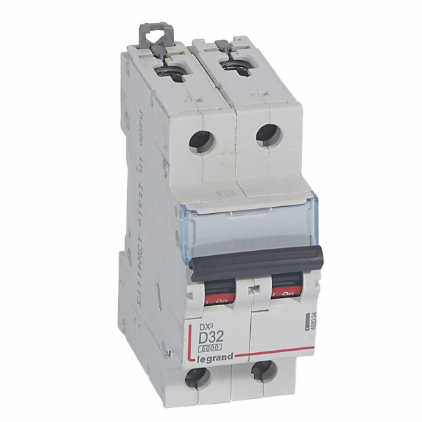 WYŁĄCZNIK NADPRĄDOWY D 32A 2 POLOWY CHARAKTERYSTYKA D SERII DX3 S 302 - 408034 - LEGRAND
