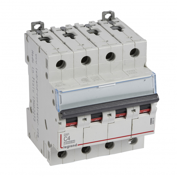 WYŁĄCZNIK NADPRĄDOWY C 4A 4 POLOWY CHARAKTERYSTYKA C SERII DX3 S314 - 409332 - LEGRAND