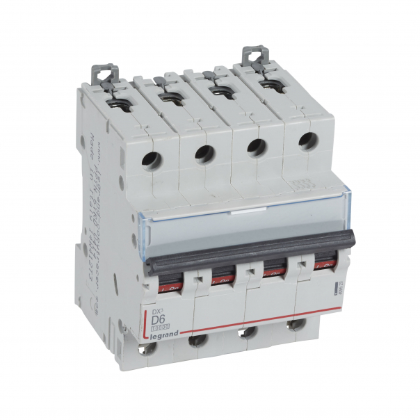 WYŁĄCZNIK NADPRĄDOWY D 6A 4 POLOWY CHARAKTERYSTYKA D SERII DX3 S314 - 409529 - LEGRAND