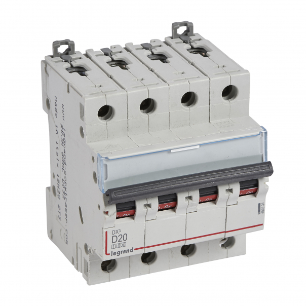WYŁĄCZNIK NADPRĄDOWY D 20A 4 POLOWY CHARAKTERYSTYKA D SERII DX3 S314 - 409534 - LEGRAND