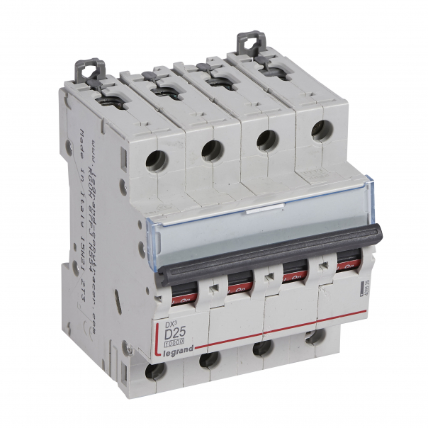 WYŁĄCZNIK NADPRĄDOWY D 25A 4 POLOWY CHARAKTERYSTYKA D SERII DX3 S314 - 409535 - LEGRAND