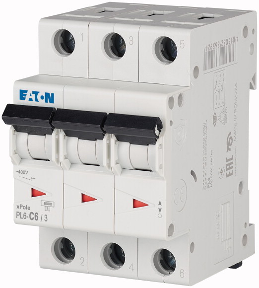 WYŁĄCZNIK NADPRĄDOWY C 6A 3 POLOWY PL6-C6/3  - 286598 - EATON