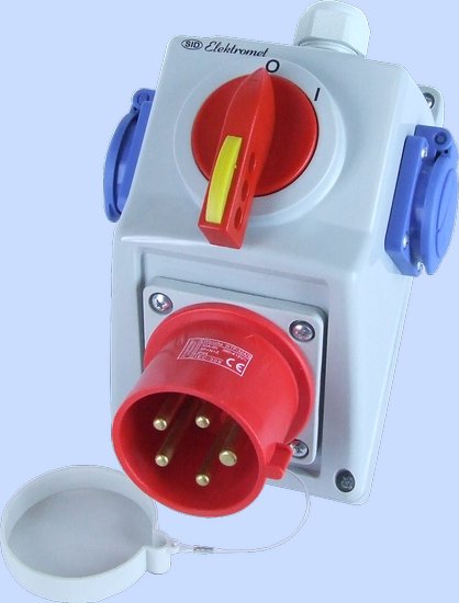 ZESTAW Z/O C32-18.2N WŁĄCZ-WYŁĄCZ 0-I WTYK 3P+N+Z, 2 X 2P+Z IP-44. - 974030 - ELEKTROMET DZIERŻONIÓW