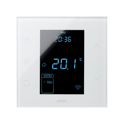 Termostat iO z czujnikiem wewnętrzym 10A, 127-230V, zaciski śrubowe. !Wersja kompletna - monoblock do puszki 1-krotnej.; biały - 10000810-130 - KONTAKT SIMON