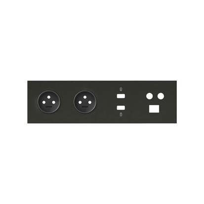 Panel 4-krotny: 2 gniazda + HDMI + USB + TV/SAT+ RJ45; czarny mat - 10020406-238 - KONTAKT SIMON