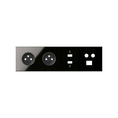 Panel 4-krotny: 2 gniazda + HDMI + USB + TV/SAT+ RJ45; czarny - 10020406-138 - KONTAKT SIMON