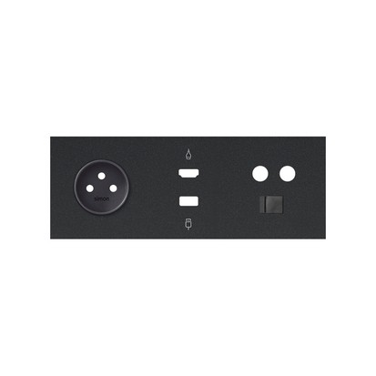 Panel 3-krotny: 1 gniazdo + 1 HDMI + 1 USB + 1 TV + 1 RJ45; czarny mat - 10020317-238 - KONTAKT SIMON