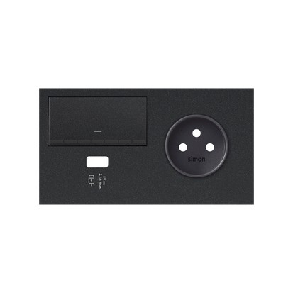 Panel 2-krotny: 1 gniazdo + 1 ściemniacz + 1 ładowarka USB (prawa strona); czarny mat - 10020227-238 - KONTAKT SIMON