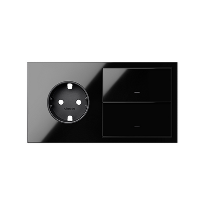 Panel 2-krotny: gniazdo + 2 klawisze; czarny - 10020204-138 - KONTAKT SIMON