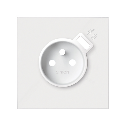 Panel 1-krotny: gniazdo z ładowarką USB; biały mat - 10020121-230 - KONTAKT SIMON