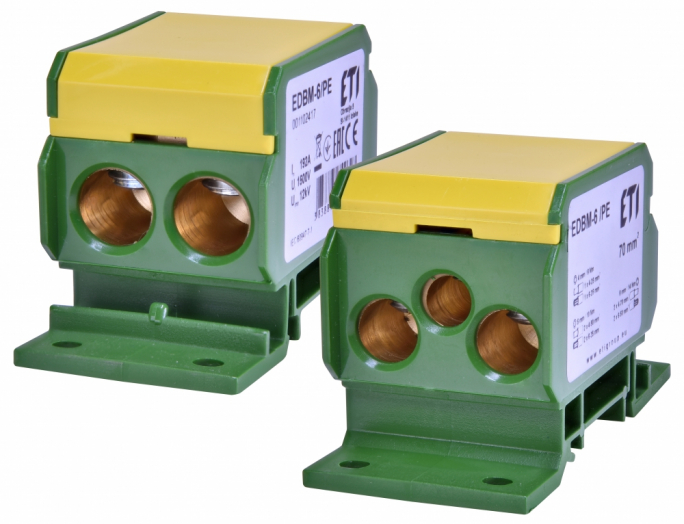 BLOK ROZDZIELCZY 192A (2X4-70MM2/2X4-50MM2+1X2,5-25MM2) ŻÓŁTO-ZIELONA EDBM-6/PE - 001102417 - ETI