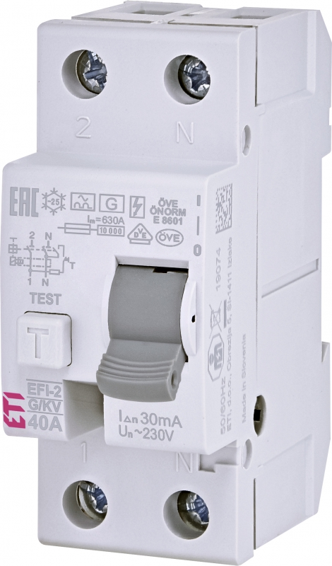 WYŁĄCZNIK RÓŻNICOWOPRĄDOWY - KRÓTKOZWŁOCZNY EFI-2 A G/KV 40/0.03 - 002062728 - ETI