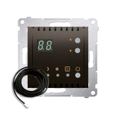 REGULATOR TEMPERATURY Z WYŚWIETLACZEM Z CZUJNIKIEM ZEWNĘTRZNYM (MODUŁ) 16(2) A, 230V~; BRĄZ MAT  *W KOMPLECIE CZUJNIK ZEWNĘTRZNY (SONDA) - DTRNSZ.01/46 - KONTAKT SIMON