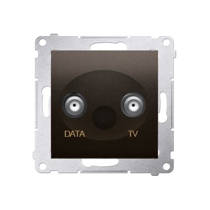 GNIAZDO TV-DATA. DWA PORTY WYJŚCIOWE TYPU "F" (MODUŁ). CZĘSTOTLIWOŚĆ DLA WEJŚCIA 5-1000 MHZ; BRĄZ MAT - DAD1.01/46 - KONTAKT SIMON