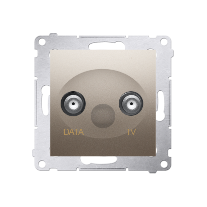 GNIAZDO TV-DATA. DWA PORTY WYJŚCIOWE TYPU "F" (MODUŁ). CZĘSTOTLIWOŚĆ DLA WEJŚCIA 5-1000 MHZ; ZŁOTY MAT - DAD1.01/44 - KONTAKT SIMON