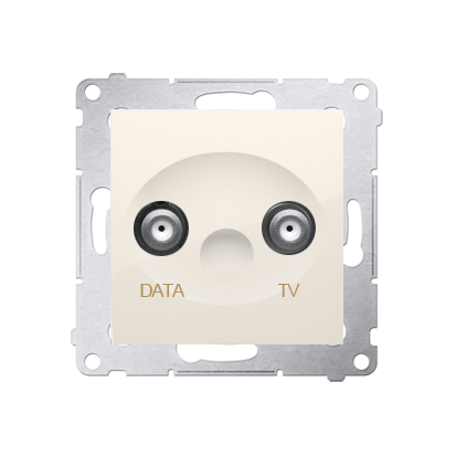 GNIAZDO TV-DATA. DWA PORTY WYJŚCIOWE TYPU "F" (MODUŁ). CZĘSTOTLIWOŚĆ DLA WEJŚCIA 5-1000 MHZ; KREMOWY - DAD1.01/41 - KONTAKT SIMON