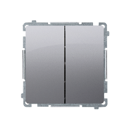 ŁĄCZNIK SCHODOWY PODWÓJNY Z PODŚWIETLENIEM LED BEZ PIKTOGRAMU (MODUŁ) 10AX, 250V~, ZACISKI ŚRUBOWE; STAL INOX - BMW6/2L.01/X/21 - KONTAKT SIMON