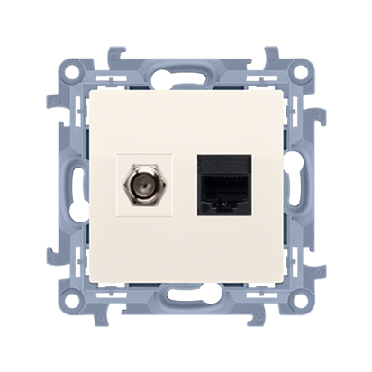 GNIAZDO ANTENOWE TYPU "F" + RJ45 KAT.5E (MODUŁ); KREM - CASFRJ455.01/41 - KONTAKT SIMON