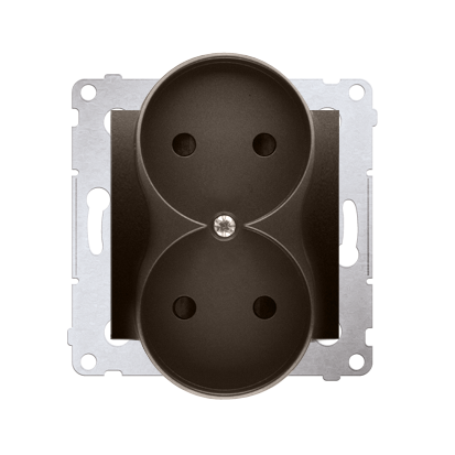 GNIAZDO WTYCZKOWE BEZ UZIEMIENIA Z PRZESŁONAMI PODWÓJNE (MODUŁ) 16A, 250V~, ZACISKI ŚRUBOWE; BRĄZ MAT *DO RAMEK S54 PREMIUM - DG2MZ.01/46 - KONTAKT SIMON