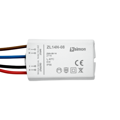 ZASILACZ LED NATYNKOWY 14V, DC, 8W - ZL14N-08 - KONTAKT SIMON