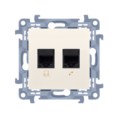 GNIAZDO RJ45 KAT. 6 + GNIAZDO TELEFONICZNE RJ11 (MODUŁ); KREM - C6T.01/41 - KONTAKT SIMON