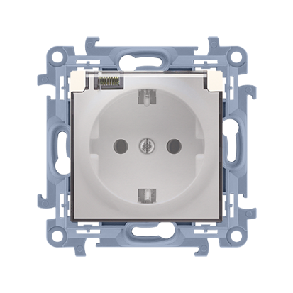 GNIAZDO WTYCZKOWE SCHUKO DO WERSJI IP44 Z USZCZELKĄ Z PRZESŁONAMI, KLAPKA TRANSPARETNA (MODUŁ) 16A, 250V~, ZACISKI ŚRUBOWE; KREM - CGSZ1BZ.01/41A - KONTAKT SIMON
