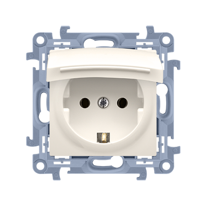 GNIAZDO WTYCZKOWE SCHUKO DO WERSJI IP44 Z USZCZELKĄ - KLAPKA W KOLORZE POKRYWY (MODUŁ) 16A, 250V~, ZACISKI ŚRUBOWE; KREM - CGSZ1B.01/41 - KONTAKT SIMON