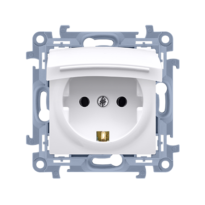 GNIAZDO WTYCZKOWE SCHUKO DO WERSJI IP44 Z USZCZELKĄ - KLAPKA W KOLORZE POKRYWY (MODUŁ) 16A, 250V~, ZACISKI ŚRUBOWE; BIAŁY - CGSZ1B.01/11 - KONTAKT SIMON