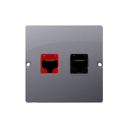 GNIAZDO KOMPUTEROWE RJ45 KAT.5E + TELEFONICZNE RJ12 (MODUŁ). MONTAŻ GNIAZDA NA WKRĘTY DO PUSZKI; STAL INOX - BM5T.02/21 - KONTAKT SIMON