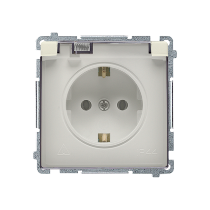 GNIAZDO WTYCZKOWE SCHUKO DO WERSJI IP44 Z PRZESŁONAMI (MODUŁ) 16A, 250V~,ZACISKI ŚRUBOWE;  KLAPKA TRANSPARENTNA; BEŻ - BMGSZ1BZ.01/12A - KONTAKT SIMON