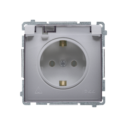 GNIAZDO WTYCZKOWE SCHUKO DO WERSJI IP44 (MODUŁ) 16A, 250V~,ZACISKI ŚRUBOWE; STAL INOX. KLAPKA TRANSPARENTNA - BMGSZ1B.01/21A - KONTAKT SIMON