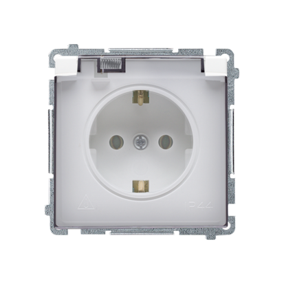 GNIAZDO WTYCZKOWE SCHUKO DO WERSJI IP44 (MODUŁ) 16A, 250V~, ZACISKI ŚRUBOWE; BIAŁY. KLAPKA TRANSPARENTNA - BMGSZ1B.01/11A - KONTAKT SIMON