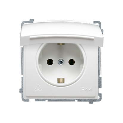 GNIAZDO WTYCZKOWE SCHUKO DO WERSJI IP44 Z PRZESŁONAMI (MODUŁ) 16A, 250V~,ZACISKI ŚRUBOWE; BIAŁY - BMGSZ1BZ.01/11 - KONTAKT SIMON