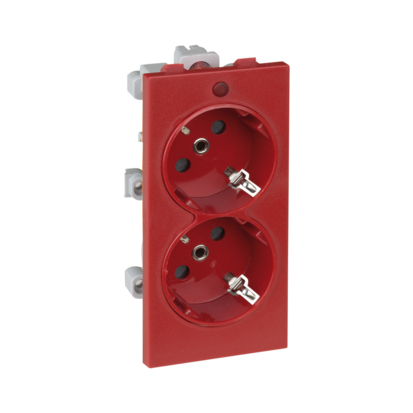 GNIAZDO PODWÓJNE CIMA SCHUKO 2X230V~ 16A; CZERWONY - S1/6 - KONTAKT SIMON