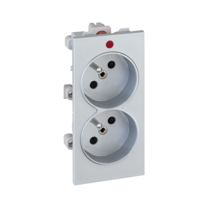 GNIAZDO PODWÓJNE CIMA Z UZIEMIENIEM 2X230V~ 16A; ALUMINIUM - S2/8 - KONTAKT SIMON