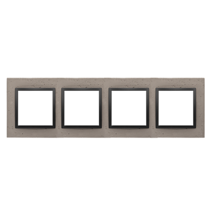 RAMKA 4-KROTNA NATURE-BETON, CZARNY CHARAKTER, IP20/IP44* (*IP44-NALEŻY ZASTOSOWAĆ USZCZELKĘ RAMKI DUN4) - DRN4/98 - KONTAKT SIMON