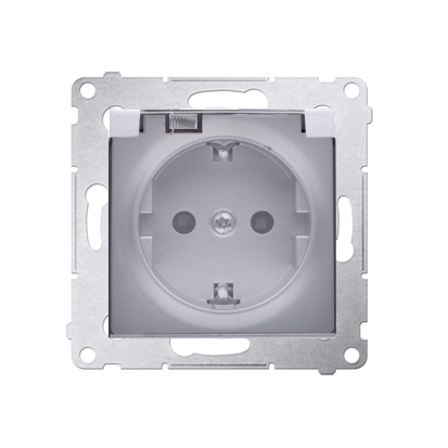 GNIAZDO SCHUKO DO WERSJI IP44 Z PRZESŁONAMI Z USZCZELKĄ RAMKI (MODUŁ) 16A, 250V~, ZACISKI ŚRUBOWE, KLAPKA TRANSPARENTNA; SREBRNY MAT - DGSZ1BZ.01/43A - KONTAKT SIMON