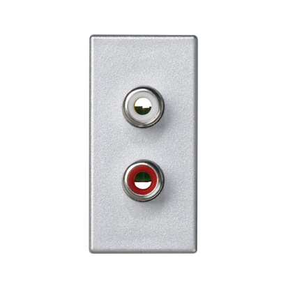 PŁYTKA K45/2 ZŁĄCZ 2X RCA (CINCH) 22,5X45MM + WKŁADY; ZACISKI ŚRUBOWE; ALUMINIUM - K101B/8 - KONTAKT SIMON