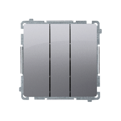 ŁĄCZNIK POTRÓJNY Z PODŚWIETLENIEM LED (MODUŁ) 10AX, 250V~, SZYBKOZŁĄCZA; STAL INOX - BMW31L.01/21 - KONTAKT SIMON