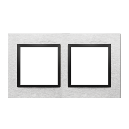 RAMKA 2-KROTNA NATURE-METAL, INOX NERO, IP20/IP44* (*IP44-NALEŻY ZASTOSOWAĆ ZESTAW USZCZELEK DUN2) - DRN2/82 - KONTAKT SIMON