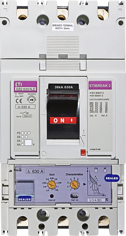 WYŁĄCZNIK MOCY 3P, 36KA, WYZW. ELEKTRONICZNY EB2 630/3LE 630A 3P - 004671121 - ETI