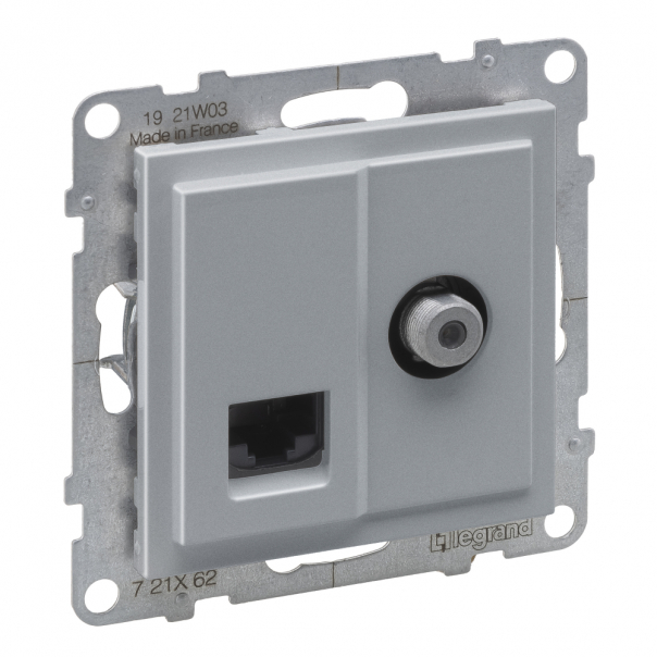 GNIAZDO TV TYP "F" 1.5 DB + RJ45 KAT 6 UTP ALUMINIUM SUNO - 721362 - LEGRAND