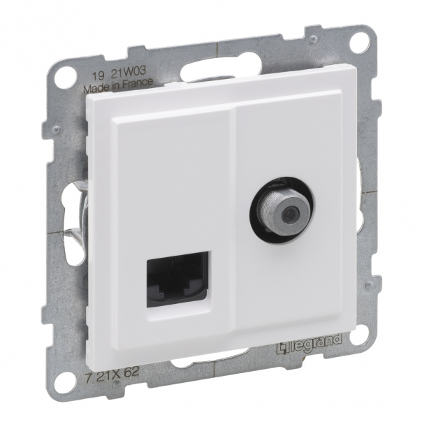 GNIAZDO TV TYP "F" 1.5 DB + RJ45 KAT 6 UTP BIAŁY SUNO - 721162 - LEGRAND