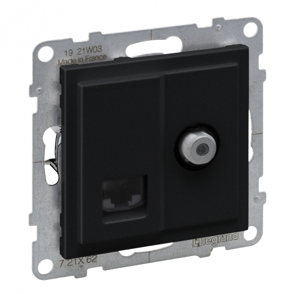 GNIAZDO TV TYP "F" 1.5 DB + RJ45 KAT 6 UTP CZARNY  SUNO - 721462 - LEGRAND