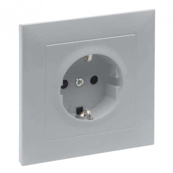 GNIAZDO SCHUKO 2P+Z - 16 A - 250 V~ - Z PRZESŁONĄ - KOMPLETNE - ZACISKI ŚRUBOWE  ALUMINIUM SUNO - 721328 - LEGRAND