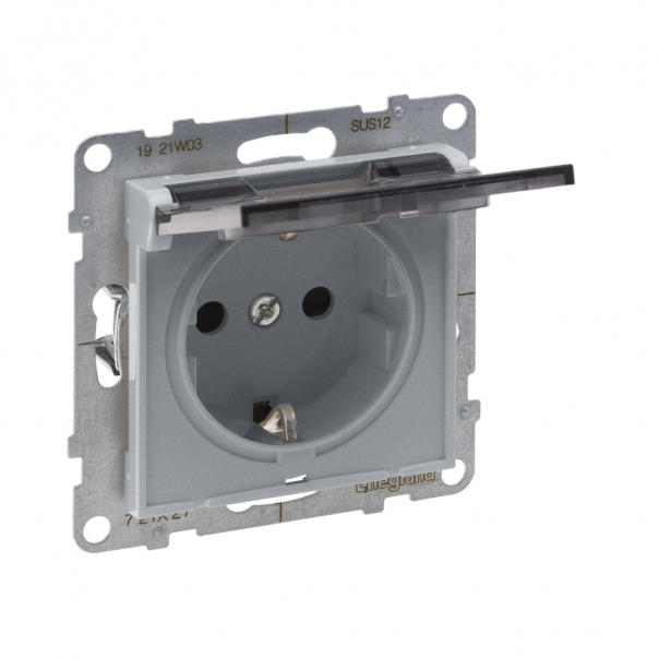 GNIAZDO SCHUKO 2P+Z - 16 A - 250 V~ - Z PRZESŁONĄ IP 21 - ZACISKI AUTOMATYCZNE ALUMINIUM SUNO - 721327 - LEGRAND