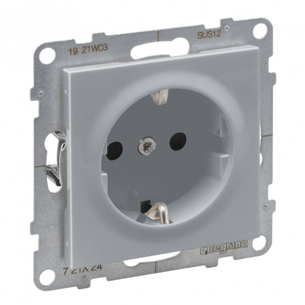 GNIZADO SCHUKO ZASILAJĄCE Z PRZESŁONĄ 2P+Z - 16 A - 250 V~ - ZACISKI ŚRUBOWE  ALUMINIUM SUNO - 721324 - LEGRAND