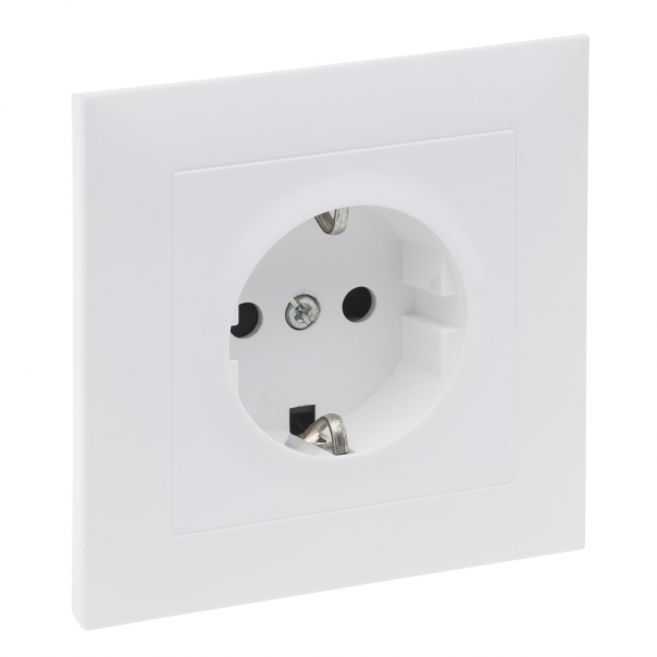 GNIAZDO SCHUKO 2P+Z - 16 A - 250 V~ - Z PRZESŁONĄ - KOMPLETNE - ZACISKI ŚRUBOWE  BIAŁY SUNO - 721128 - LEGRAND